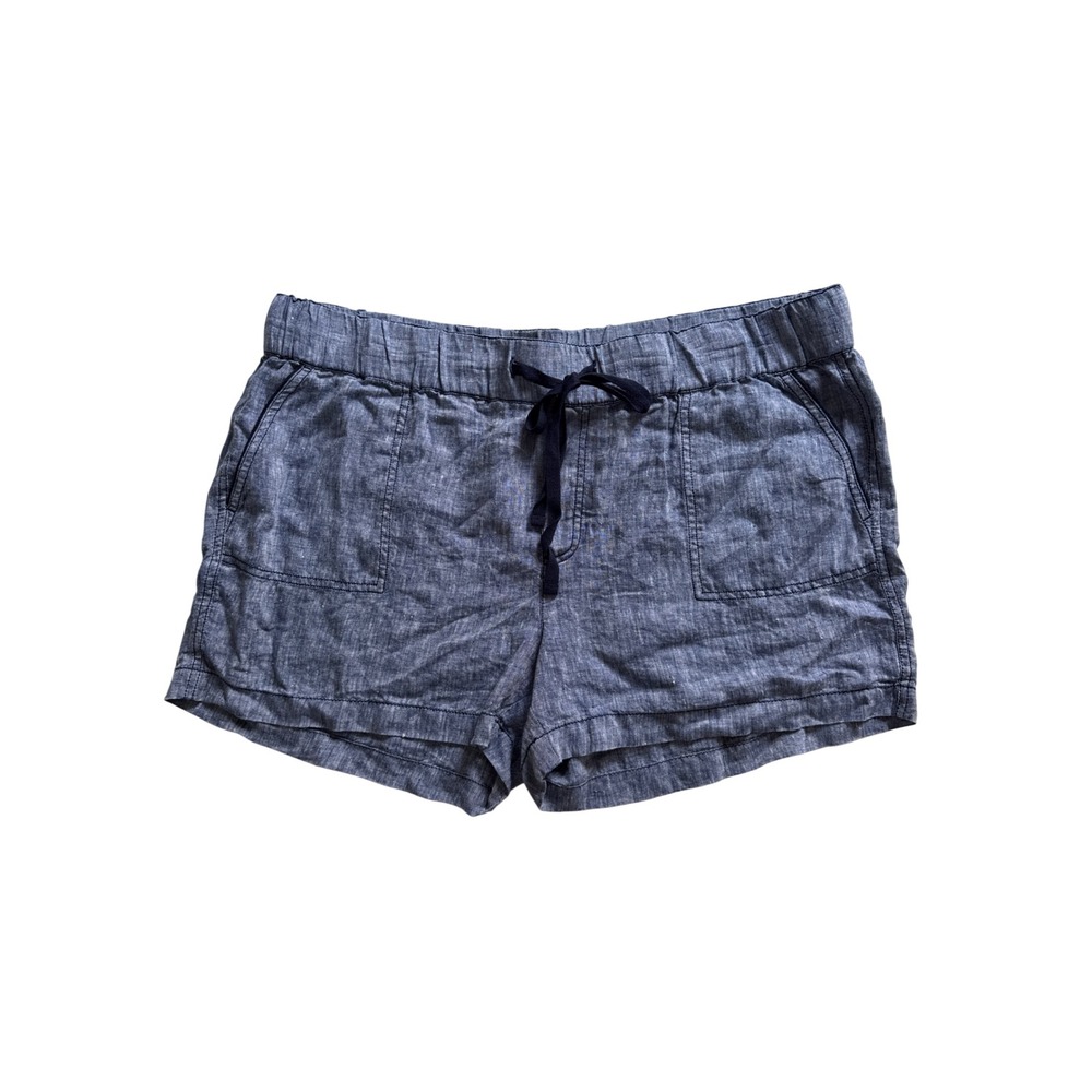 Caslon Womens XL Blue 100% Linen Drawstring Elastic Waist Casual Shorts